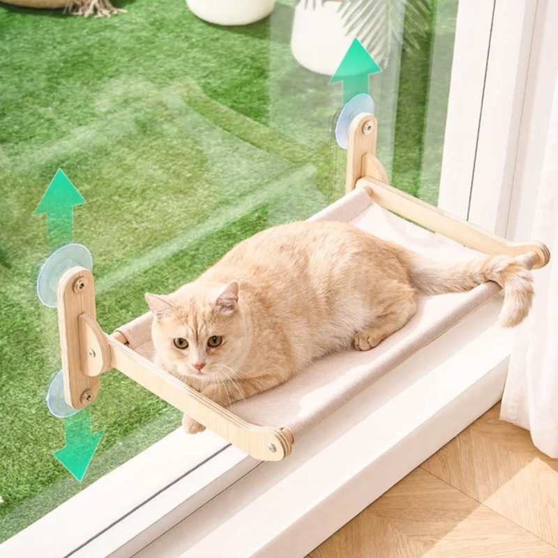 Cat Window Perch with Wooden F - огляд і ціна Cat Window Perch