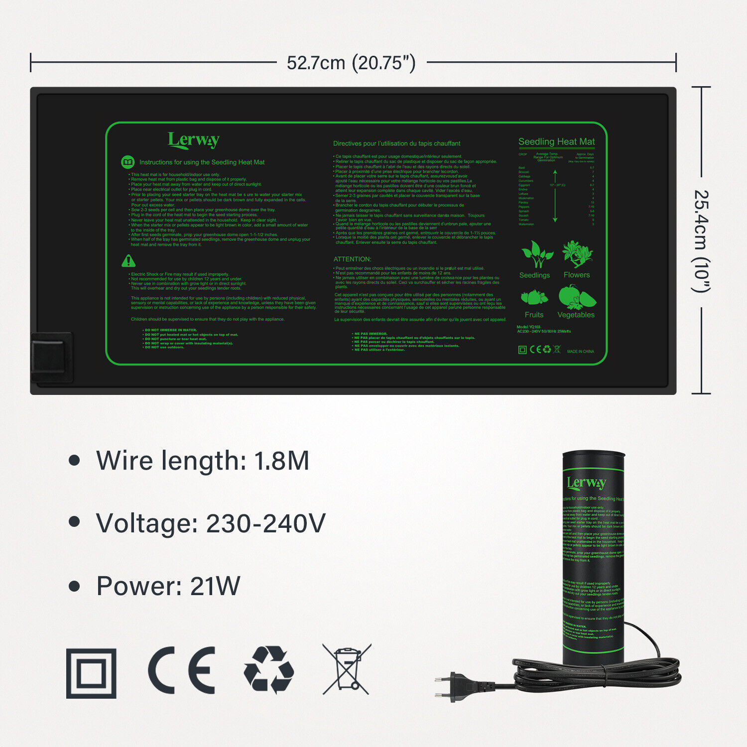 LERWAY 21W Seedling Heating Ma - огляд і ціна Reptile Heating Mat