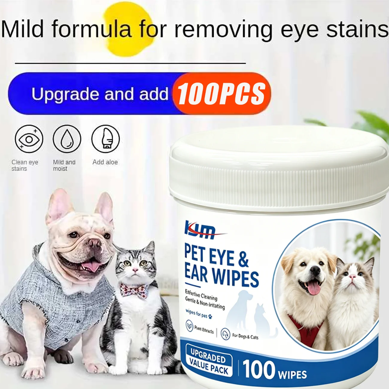 KJM 100pcs Pet Eye And Ear Wip - огляд і ціна Pet Ear Cleaner